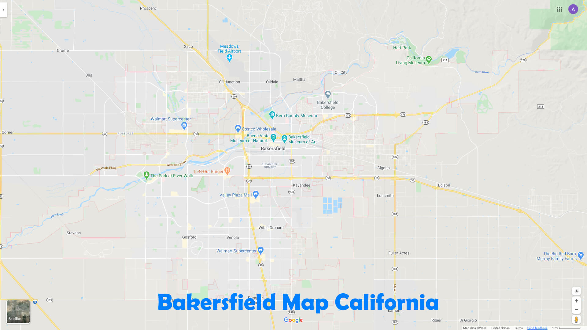 Bakersfield Carte californie 